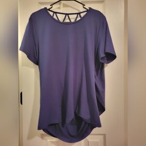 SHEIN Purple Short Sleeve Top with Geometric Back